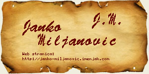 Janko Miljanović vizit kartica